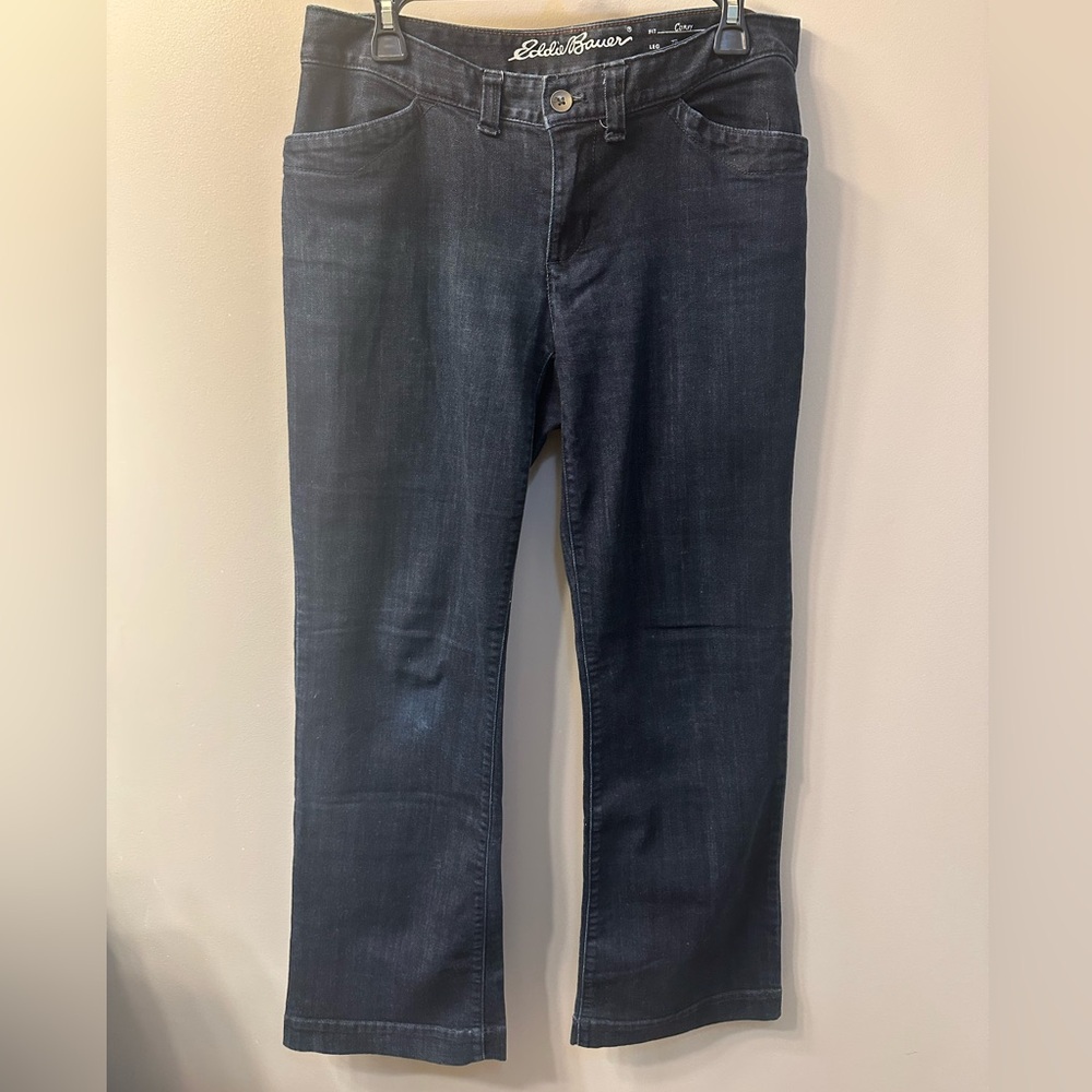 Eddie Bauer Women's Deep Indigo Trouser Curvy Jeans Size 10